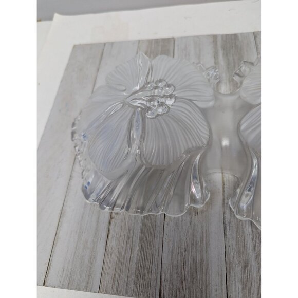 Mikasa Hibiscus Frost Divided 13” Crystal Serving Bowl Elegant, Candy Dish - Picture 6 of 7